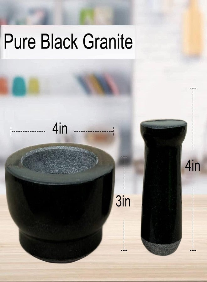 EZAHK Stone Mortar and Pestle Set for Spices, Okhli Masher, Khalbatta, Kharal, Mixer, Natural & Traditional Grinder (4 inch) - Pack of 1 - Image 3